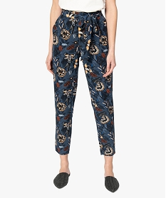 GEMO Pantalon femme en matière fluide avec motifs Imprimé