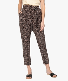 GEMO Pantalon femme en matière fluide avec motifs vert standard