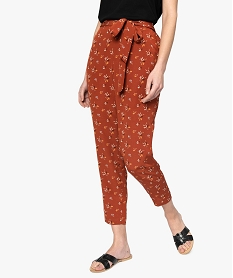 GEMO Pantalon femme en matière fluide avec motifs Imprimé