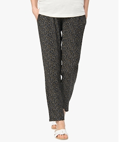 GEMO Pantalon de grossesse imprimé fluide à taille smockée Imprimé