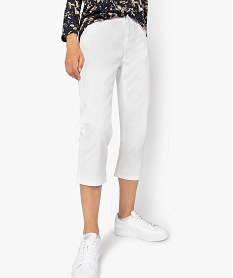 GEMO Pantacout femme uni coupe slim 5 poches Blanc