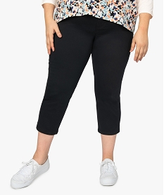 GEMO Pantacourt femme grande taille en toile extensible coupe ajustée noir standard