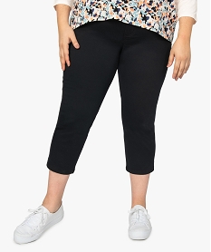 GEMO Pantacourt femme grande taille en toile extensible coupe ajustée Noir