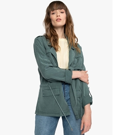 GEMO Veste femme saharienne en Lyocell avec cordon pailleté vert standard