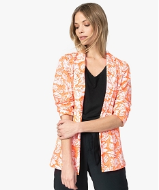 GEMO Veste de tailleur femme en matière fluide imprimée jaune chine
