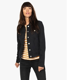 GEMO Veste femme en denim uni coupe large et courte noir standard