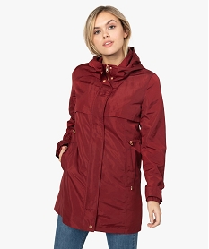 GEMO Parka femme imperméable à capuche Rouge