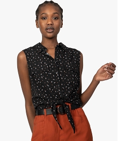 blouse femme sans manches a motifs et bas noue imprime chemisiersA475201_1