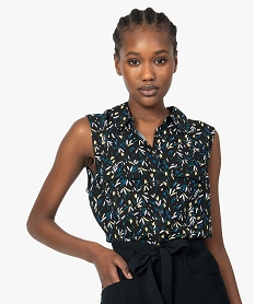 GEMO Blouse femme sans manches à motifs et bas noué Imprimé