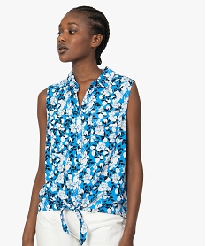 GEMO Blouse femme sans manches à motifs et bas noué Imprimé