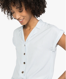 chemise femme a manches courtes avec patte sur lepaule imprime chemisiersA476501_2