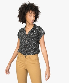 GEMO Chemise femme à manches courtes avec patte sur lépaule Imprimé