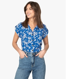 GEMO Chemise femme à manches courtes avec patte sur lépaule Imprimé