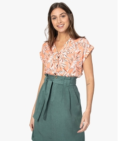 GEMO Chemise femme à manches courtes avec patte sur lépaule Imprimé