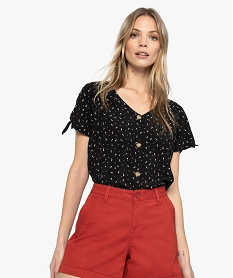 GEMO Blouse femme imprimée avec boutons fantaisie Imprimé