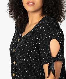 blouse femme imprimee avec manches fantaisie nouees imprime chemisiers et blousesA477201_2