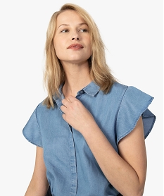 GEMO Chemise femme en lyocell Bleu