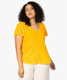 GEMO Blouse femme fluide à fines rayures dorées Jaune