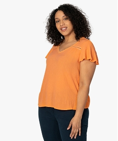 blouse femme fluide a fines rayures dorees orangeA478401_1