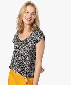 GEMO Blouse femme fleurie à dos fantaisie et bas élastiqué Rouge