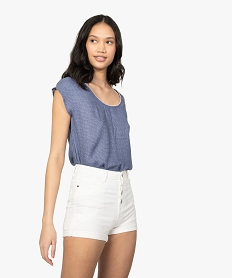 GEMO Blouse femme fleurie à dos fantaisie et bas élastiqué Imprimé
