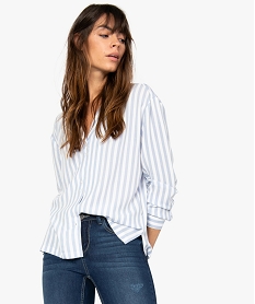 chemise femme loose a rayures et col tailleur imprimeA479201_1