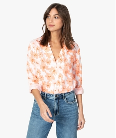 GEMO Chemise femme à motifs fleuris violet chine