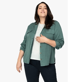 chemise femme grande taille en lyocell avec manches retroussables vertA479801_1