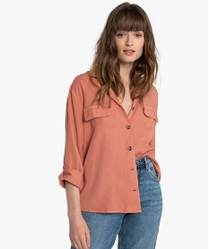 chemise femme en lyocell avec fausses poches poitrine orange chemisiersA480401_1