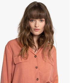 chemise femme en lyocell avec fausses poches poitrine orangeA480401_2
