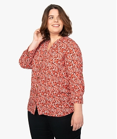 blouse femme grande taille imprimee a manches 34 imprime chemisiers et blousesA480701_1