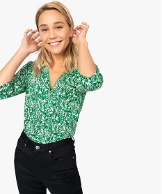 GEMO Blouse femme à motifs avec col zippé Imprimé