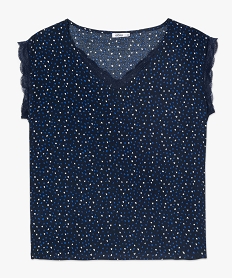 tee-shirt femme imprime avec touches de dentelle imprime blousesA483801_4