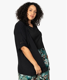 GEMO Chemise femme kimono fluide unie noir standard