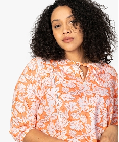 GEMO Blouse femme imprimée avec col fantaisie Imprimé