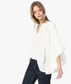GEMO Tunique femme fluide et ample à manches chauve-souris Beige