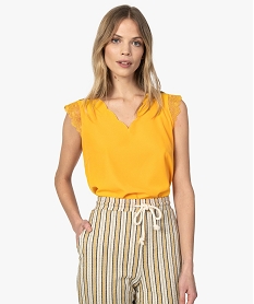 GEMO Tunique femme sans manches à dentelle jaune standard