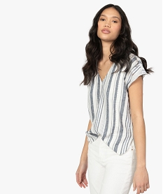 GEMO Blouse femme sans manches à rayures kaki chine