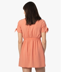 robe femme courte boutonnee a taille elastiquee orange robesA486901_3
