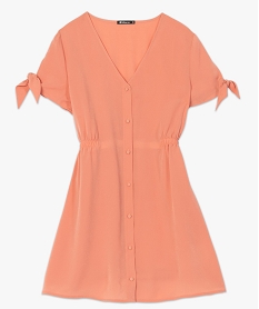 robe femme courte boutonnee a taille elastiquee orange robesA486901_4