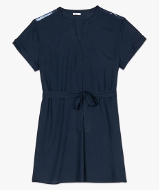 robe femme unie avec ceinture a nouer et broderies sequins bleu robesA487501_4