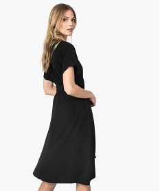 robe femme a manches courtes boutonnee sur lavant noirA487701_3