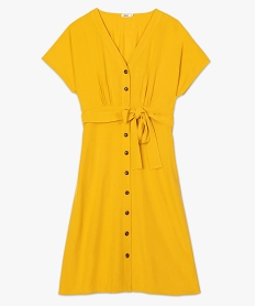 robe femme a manches courtes boutonnee sur lavant jaune robesA487801_4