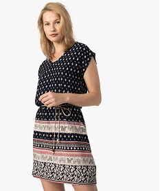 GEMO Robe femme imprimée forme loose avec ceinture à nouer Imprimé