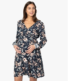 GEMO Robe de grossesse fluide à motif fleurs et taille empire Imprimé