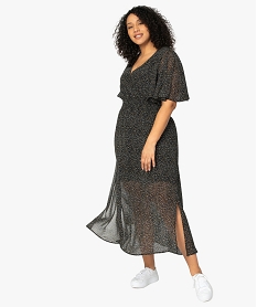 GEMO Robe femme imprimée longueur cheville avec taille smockée Imprimé
