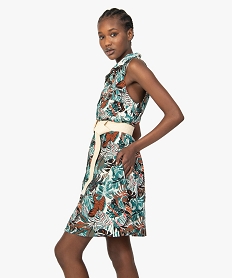 GEMO Robe femme imprimée sans manches et col chemise Imprimé