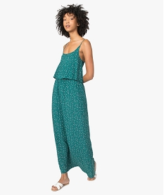 GEMO Robe femme longue fluide effet 2-en-1 et liens croisés au dos Imprimé