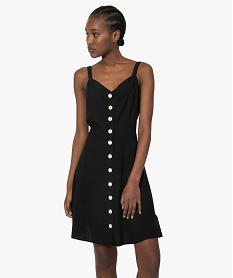 GEMO Robe femme à bretelles et fermeture boutons Noir
