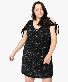 GEMO Robe femme fluide à épaules dénudées Imprimé